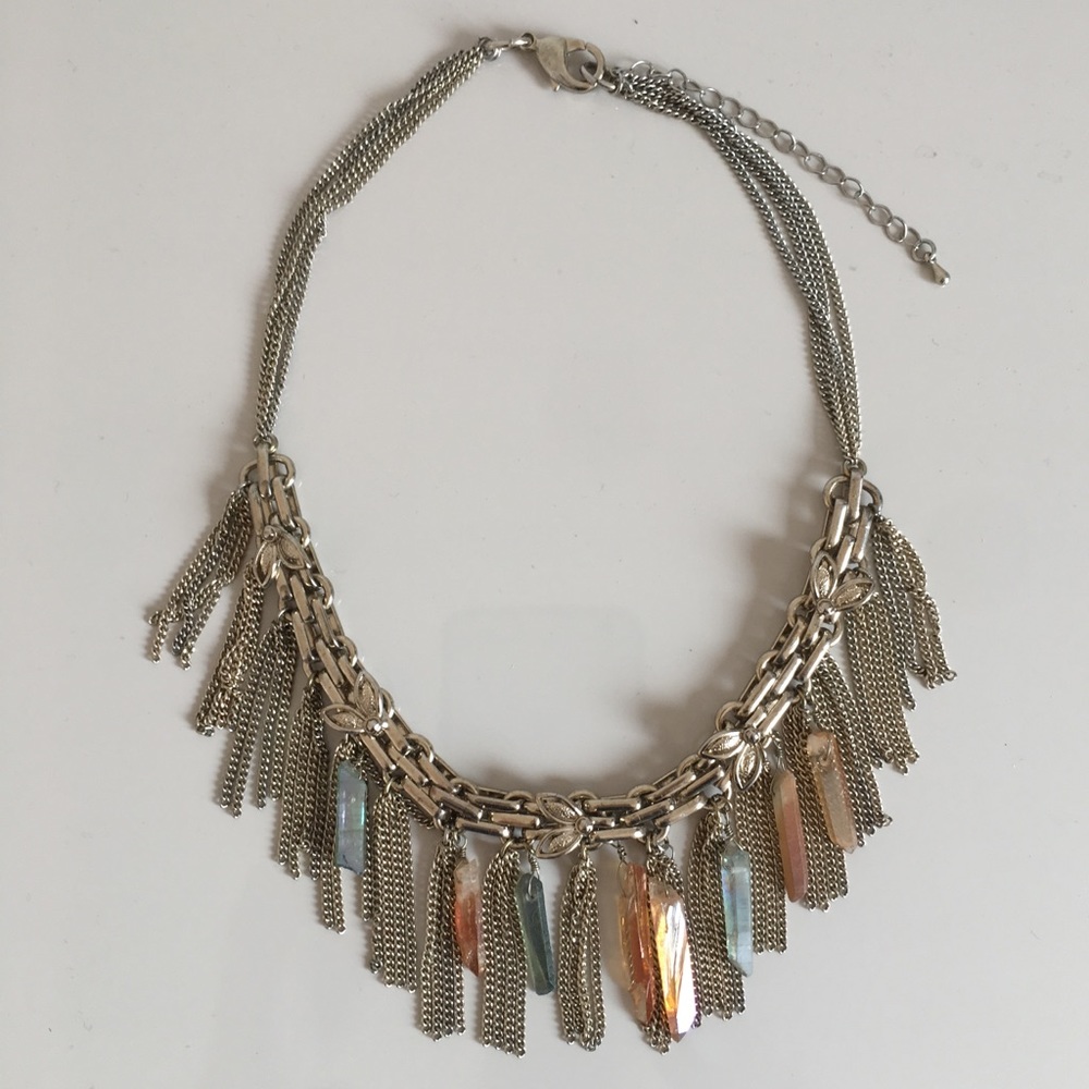 Anthropologie chain necklace with crystals